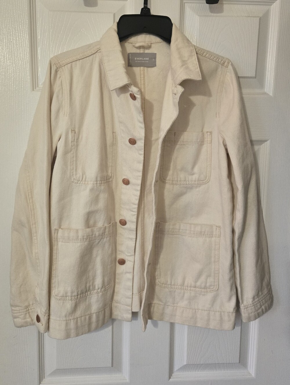 Everlane Denim "Chore Jacket" In Bone, XS - Picture 4 of 15